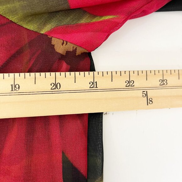 Vintage Michele Michelle Black & Red Floral Sheer Blouse Y2K 90s - Size 12 - Picture 4 of 5